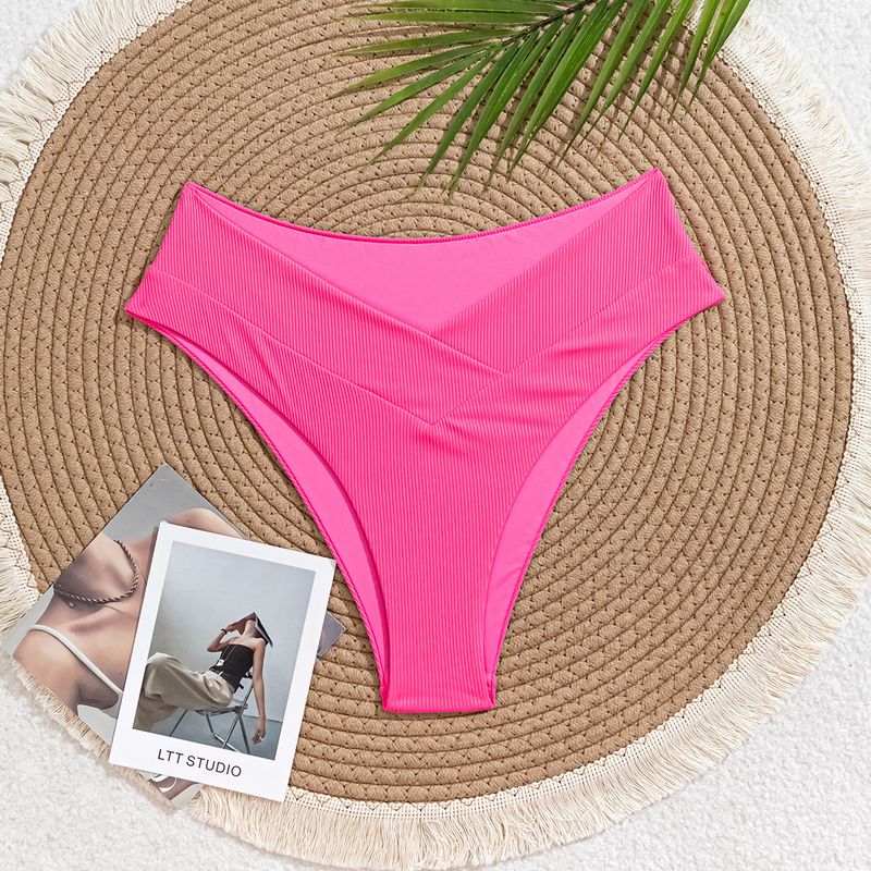 Costume da bagno da donna a vita alta, in tessuto morbido con motivo a croce a righe verticali, per spiaggia, vacanze, piscina e feste_voghion.com