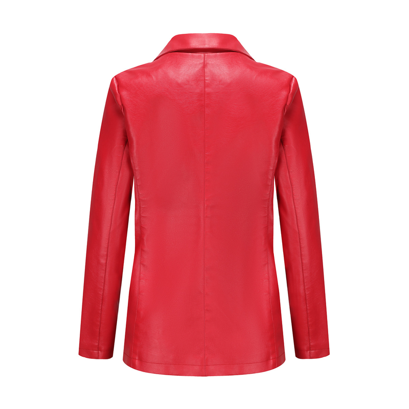 Abbigliamento da donna Real Shot New Small Suit Giacca a maniche lunghe Giacca in pelle tinta unita casual con bottone singolo_voghion.com