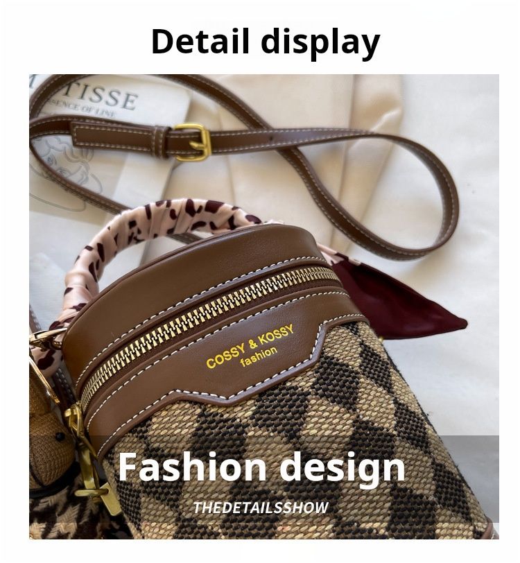 CEEKAY Mini Women's New Fashion Crossbody High Quality Chessboard Checkered Cylinder Bucket Bag_voghion.com