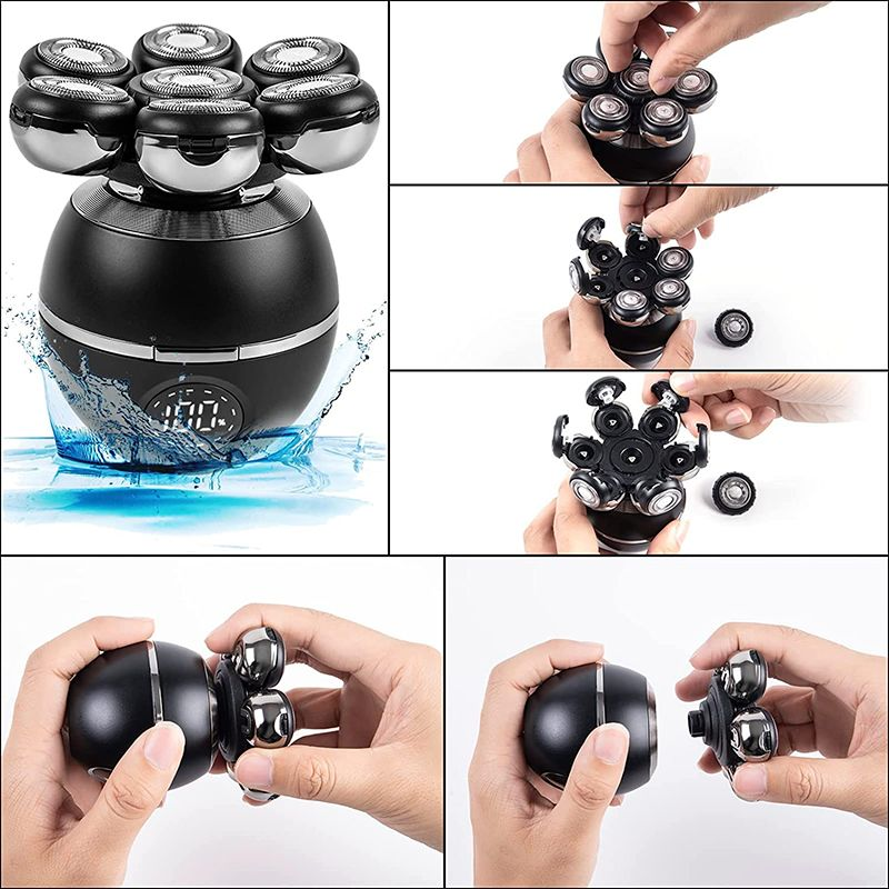 5 In 1 7D LCD Screen Beard Trimmer Washable Portable Usb Wireless Charging Electric Shaver Razor For Men_voghion.com