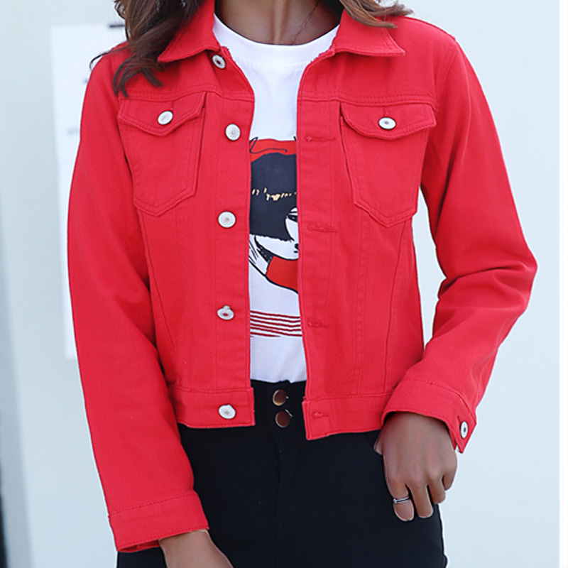 Nuova giacca di jeans da donna primavera e autunno 2022 giacca di jeans corta casual da donna versione coreana giacca di colore solido_voghion.com