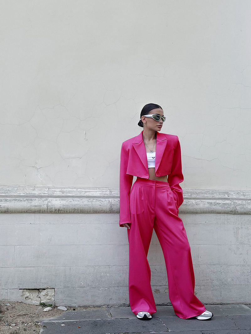 Costume court et pantalon pour femmes, ensemble deux pièces, tempérament de banlieue, à la mode_voghion.com