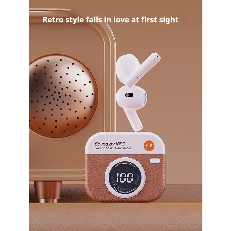 1er-Pack kabellose Cartoon-Kamera, Semi-In-Ear-Mini-Ohrhörer, 9D-HIFI-Stereo-High-Definition-Anrufe, Multi-Stereo-Headsets_voghion.com