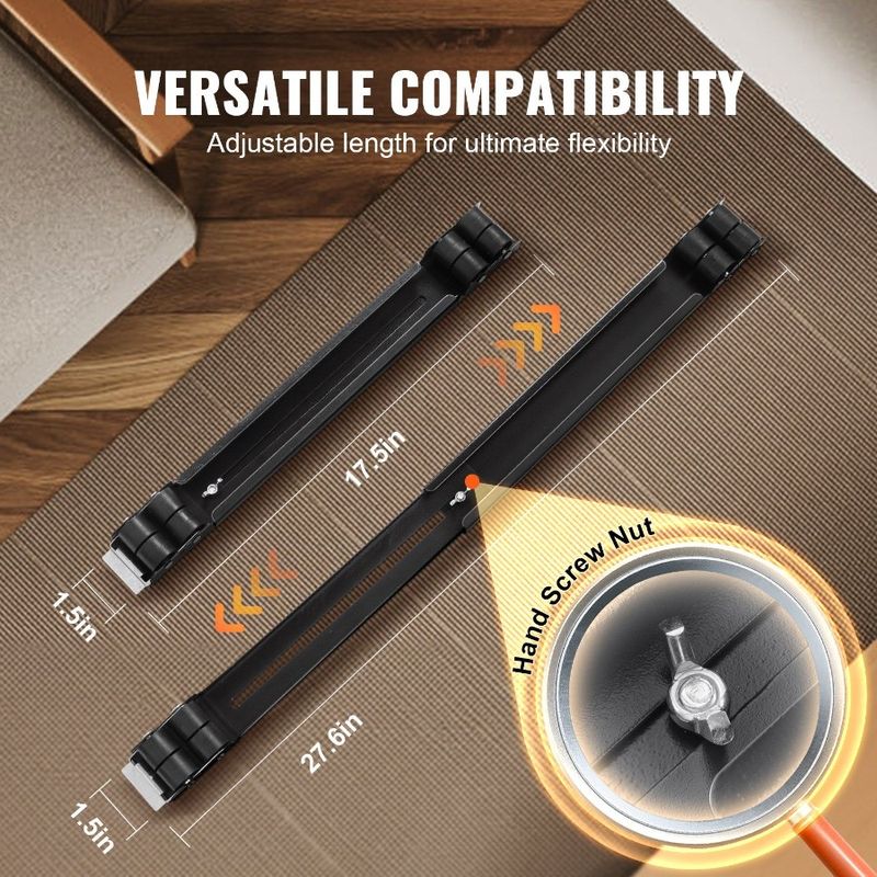 Load Extendable 660 Lbs Dolly Appliance Roller Furniture Mobile Rollers_voghion.com