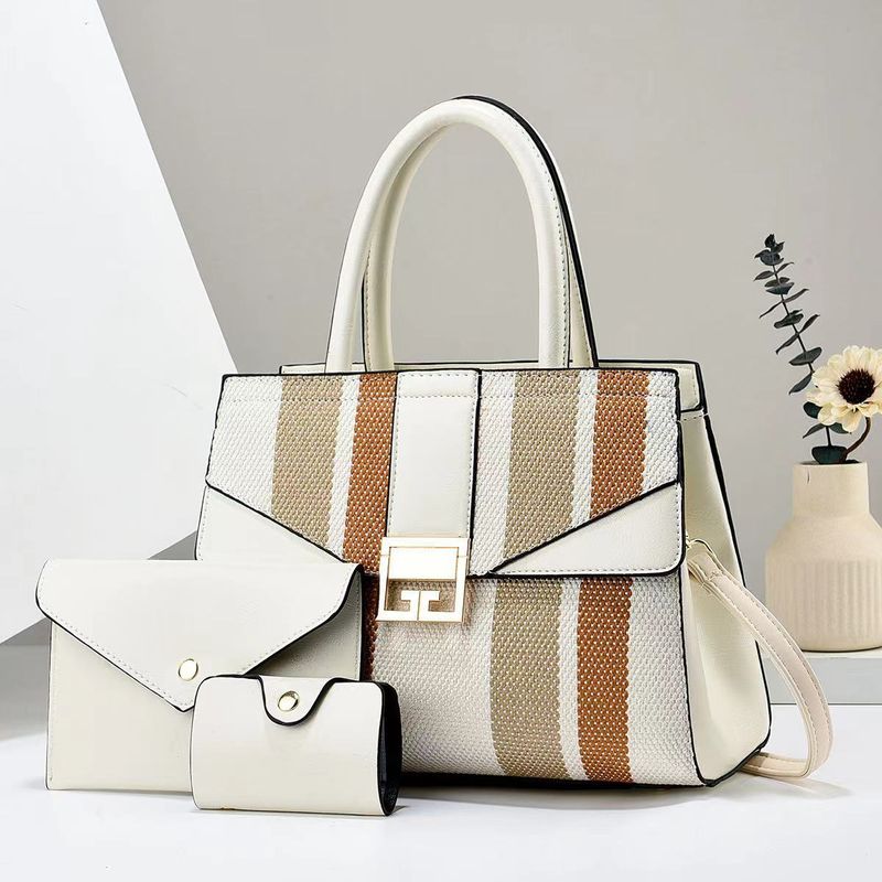 Sacs pour femme, sacs mère-enfant, sacs à main trois pièces, rayures colorées, sacs tendance_voghion.com