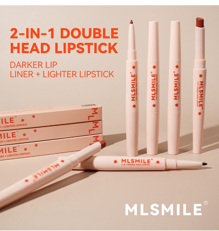 MLSMILE Dual Head Lipstick Pen Waterproof, Non Smearing, Long Lasting And Color Developing Two In One Lip Liner_voghion.com