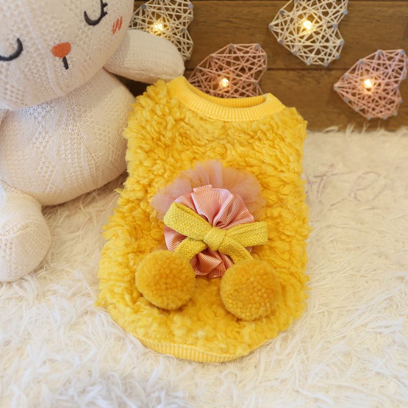 Petstyle Bowknot Vest Cute Plush Puppy Clothes For Small Dogs And Kittens New_voghion.com