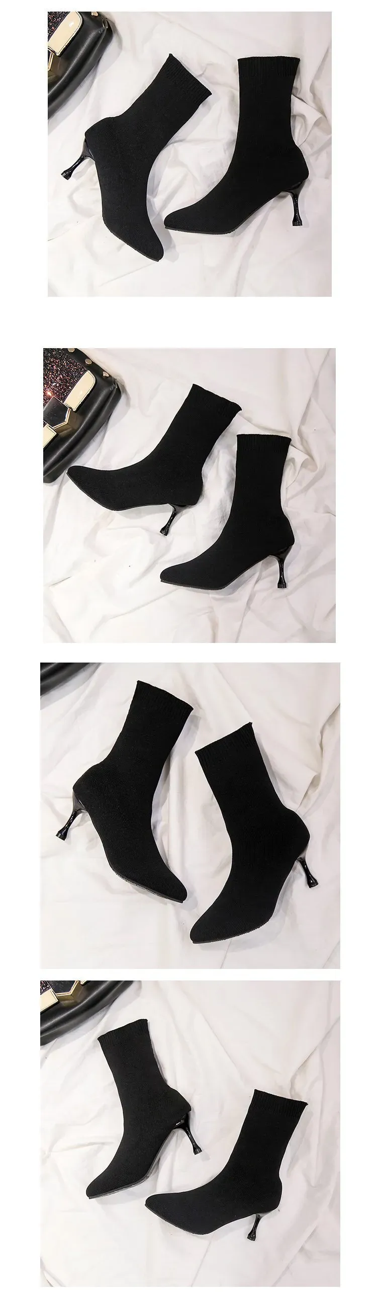 And Ddmywed Spring Autumn New Woolen Elastic Knitted Thin Heel Socks Pointed Martin Boots For Women Chinese Brand Shoes_voghion.com