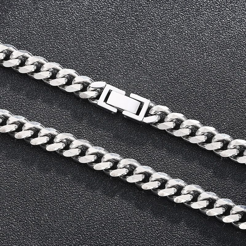 Eenvoudige stijl effen kleur titanium stalen ketting herenketting_voghion.com