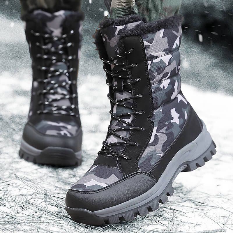 New Style Snow Boots With Fleece Lining, Unisex Couple Camouflage, Warm And Cold-resistant, Suitable For Outdoor Camping, Hiking And Mountaineering_voghion.com