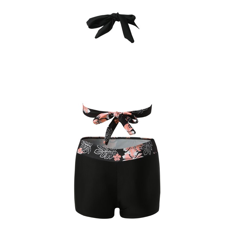 Maillot de bain deux pièces taille haute avec shorty et lien à nouer, modèle conservateur, 2025_voghion.com
