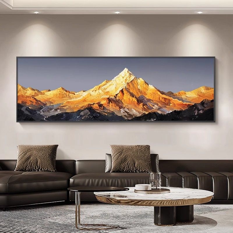 Handgemaltes Ölgemälde „Zurück zum goldenen Berg“, leichtes Luxus-Wohnzimmer, dekoratives Sofa, Hintergrund, Wandstruktur, Büro_voghion.com