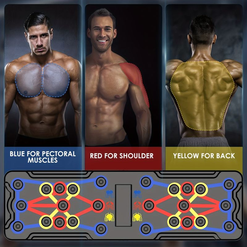 20-in-1 Push Up Board: Get Fit Tone Chest Muscles Foldable Multi-Functional Exercise Equipment Fitness Sports Gym Workout Kit_voghion.com
