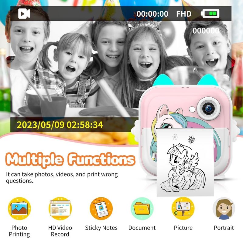 Kinderkamera, Sofortbildkamera für Kinder, Weihnachtsgeburtstagsgeschenke für Mädchen Bo_voghion.com