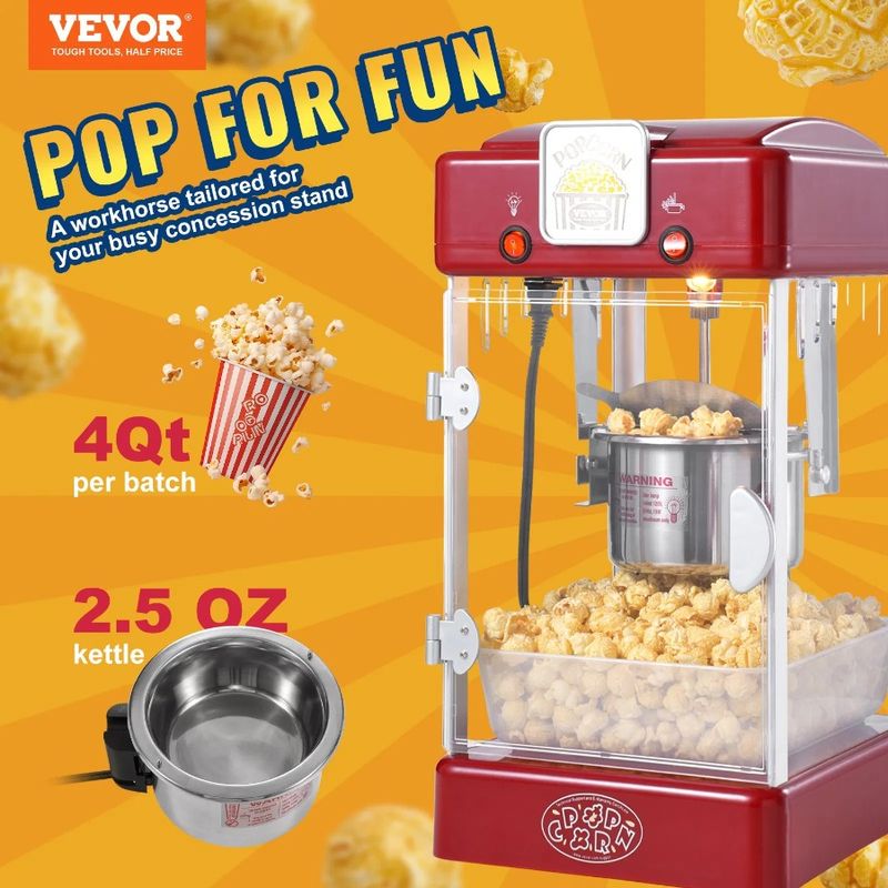 Popcorn Red 2.5 Popcorn Machine Maker Oz 300W Tabletop Popper_voghion.com