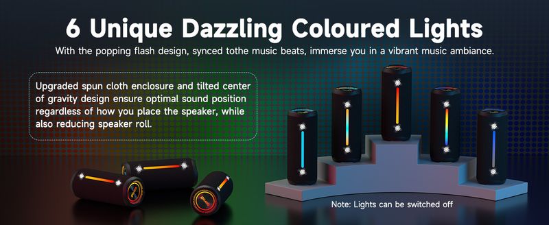 10X Bluetooth Speaker 35W - IPX Waterproof, Powerful Stereo Sound, 24 Hours Playtime, TWS Pairing, Dazzling Lights_voghion.com