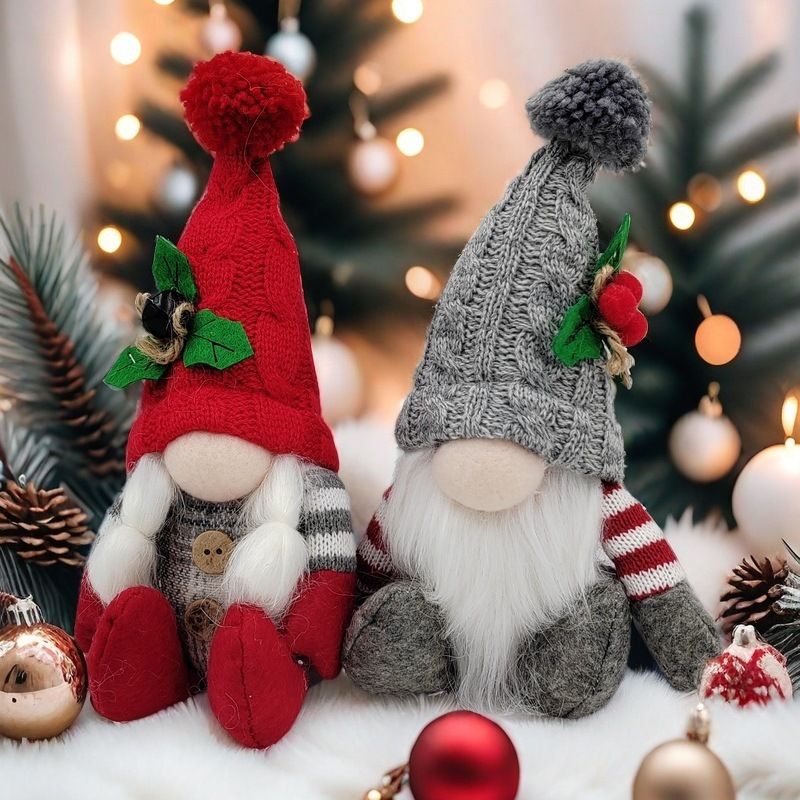 Décorations Rudolf Boule de poils de Noël sans visage Poupée tricotée pour personnes âgées_voghion.com