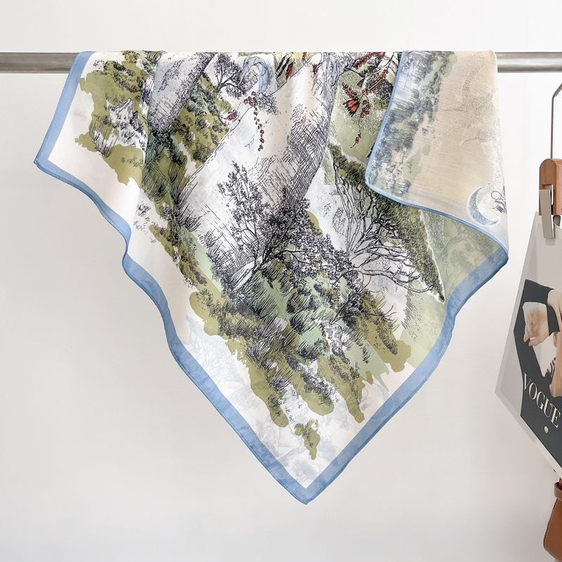 70 Spring/Summer New Style Simulated 68 Printed Shawl Small Square Silk Fashion Women's Scarf Set_voghion.com