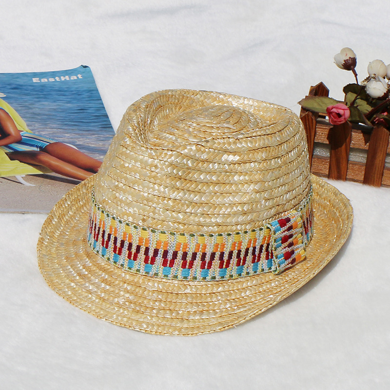 Natural straw braid summer straw colorful decoration with sun protection hat seaside resort straw hat_voghion.com