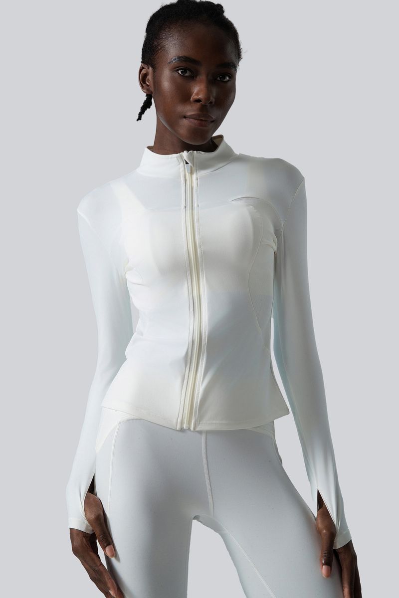 New2024 high-end Sexy Yoga top, women's oversized elastic and fitness suit jacket, stand up collar zipper, long sleeved sports top _voghion.com