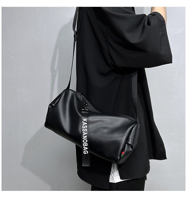 Borsa a tracolla cilindrica multifunzionale da uomo, stile casual e minimalista_voghion.com