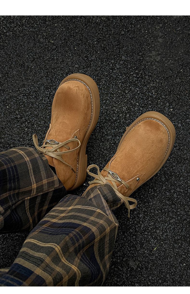 Big Head Derby Shoes Men's Tide Round Head Vintage Martin Boots Tooling Boots High Top Desert Short Boots_voghion.com