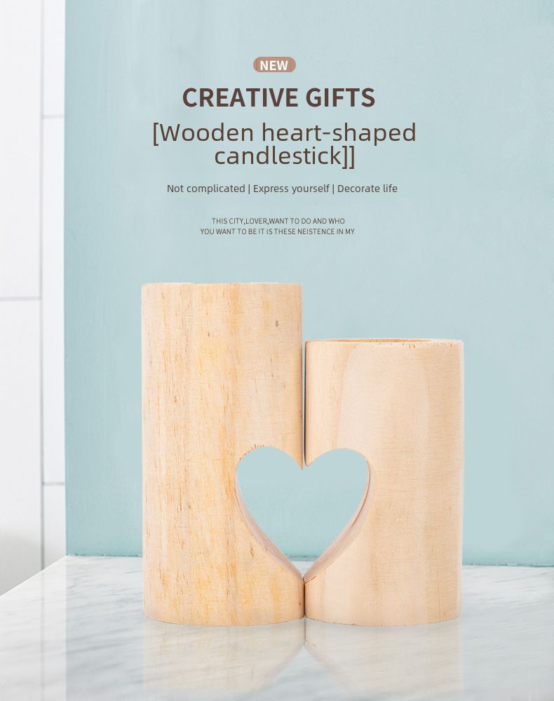 Valentine's Day Creative Love Wooden Candle Cup Dining Table Romantic Decorations Home Party Tea Candle Holder_voghion.com