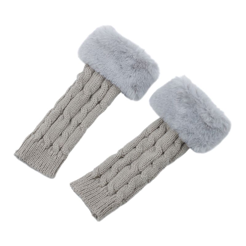 Women's Fingerless Velvet Gloves - Knitted 8-Shaped Twisted Design, Warm & Soft Wool For Autumn & Winter (Short Turn-Up Cuff, Stylish & Cozy)_voghion.com