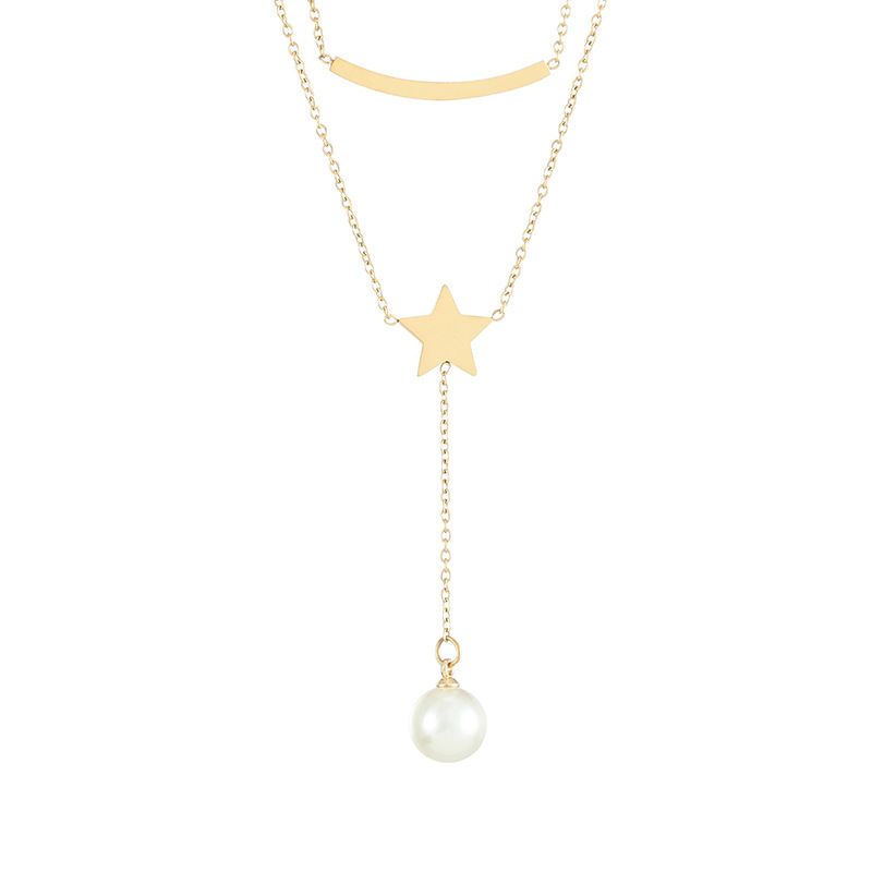 Meichen 2023 New Fashionable Double Layered Niche Design With Collar Chain, Tassel Pearl Pendant Net, Popular 100%_voghion.com
