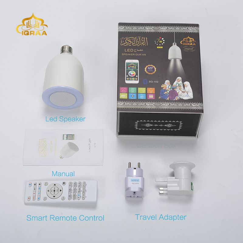 SQ-102 Lampada da preghiera wireless Bluetooth portatile Blub Luce notturna Altoparlante di controllo APP_voghion.com