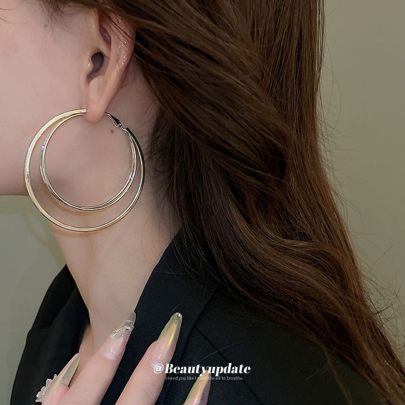 Orecchini a cerchio semplici, rotondi, semplici, esagerati, minimalisti, alla moda, leggeri, di lusso, di alta gamma_voghion.com