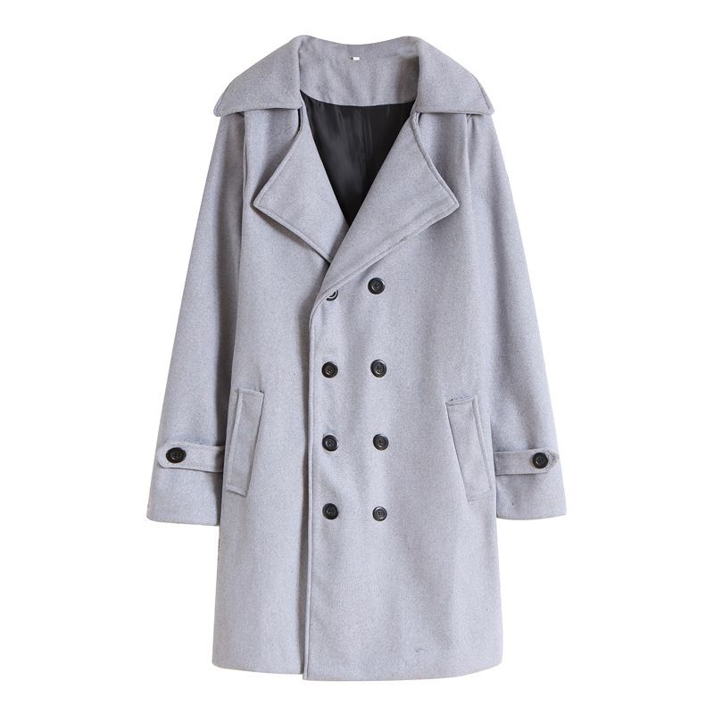 Autumn Winter New Men's Trench Coat Jacket Double-Breasted Mid-Length Woolen Overcoat_voghion.com