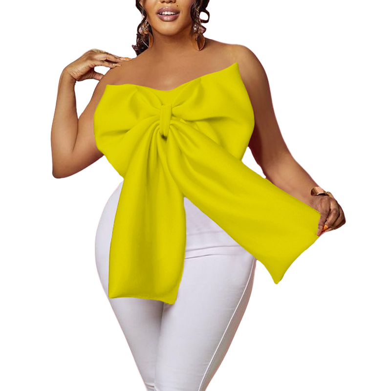 moda seksi fiyonklu sarılı Afrika omuz askısız çok yönlü kısa üst gömlek_voghion.com