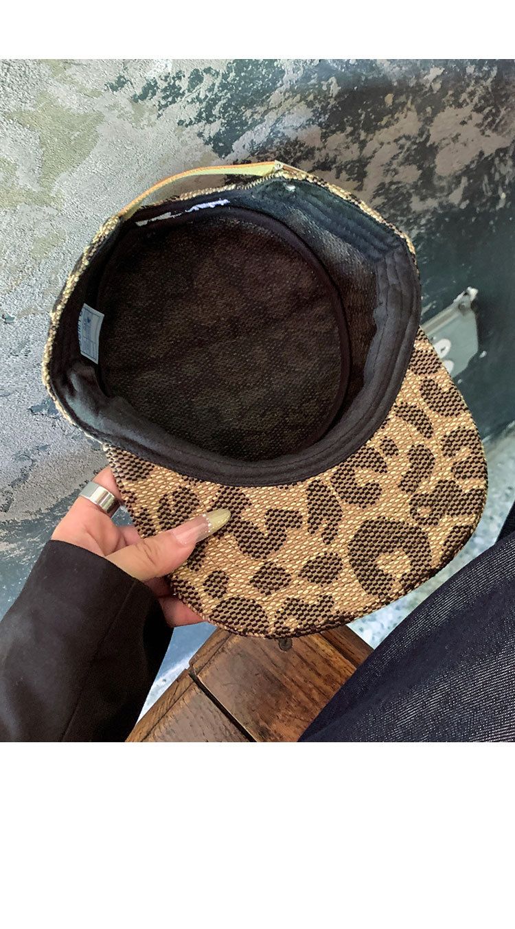 Leopard Print Flat-Brim Baseball Cap Women's 2025 Fall/Winter New Letter Embroidery_voghion.com