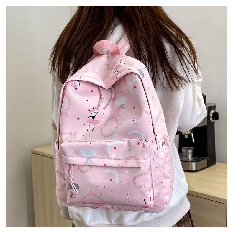2024 New Heart Cute Pink Series Zaino di grande capacità Borsa da scuola per ragazza morbida stampata su Instagram_voghion.com
