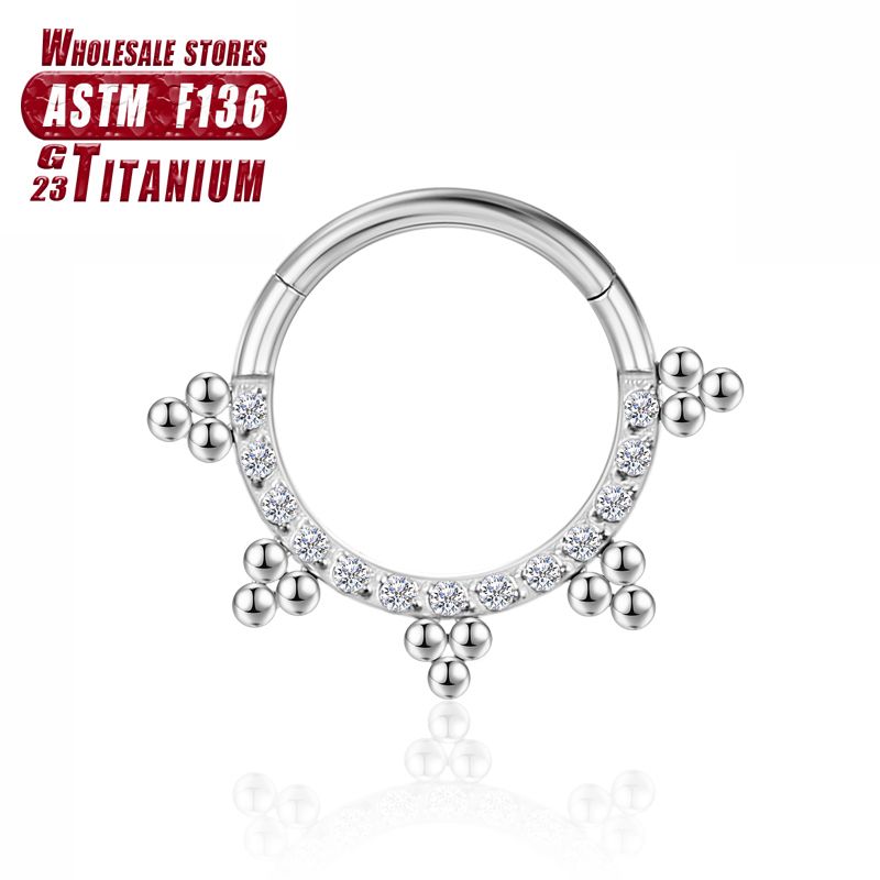 F136 Anello al naso in titanio Elica Cartilagine Clicker Setto Trago piercing Zircone Donna 16G Orecchini Sezione incernierata Gioielli per il corpo_voghion.com