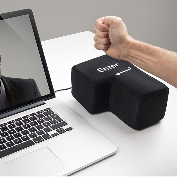 Enter-Nickerchenkissen mit USB, unzerbrechlichem großen Enter-Knopf, Wurfkissen mit Mauspad, Stressabbau-Boxsack für den Büro-Desktop_voghion.com