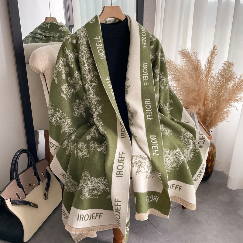 Autumn and winter shawl with women's scarf, office blanket, cashmere double-sided tassel warm scarf_voghion.com
