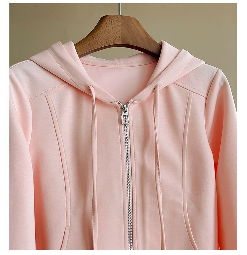 Conjunto deportivo elegante para mujer: sudadera con capucha y pantalón recto, conjunto informal y cómodo de dos piezas para uso diario._voghion.com