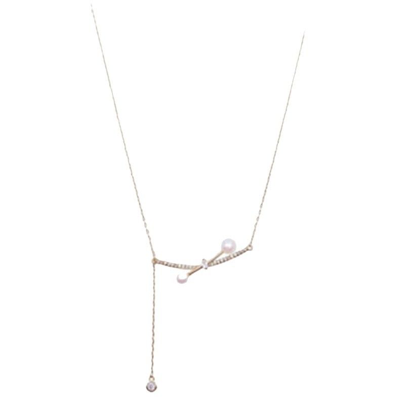 Collana di perle a croce sudcoreana, ciondolo di lusso leggero e alla moda, design di alta qualità, catena per clavicola di nicchia_voghion.com