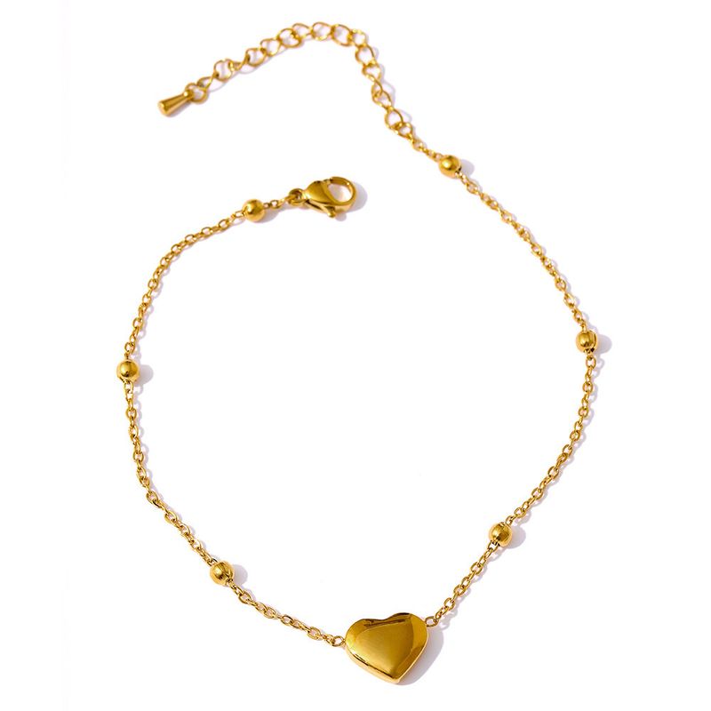 Neu Titan Stahl Mode Herz Perle frauen Fuß Schmuck Strand Fußkettchen Lichtecht_voghion.com