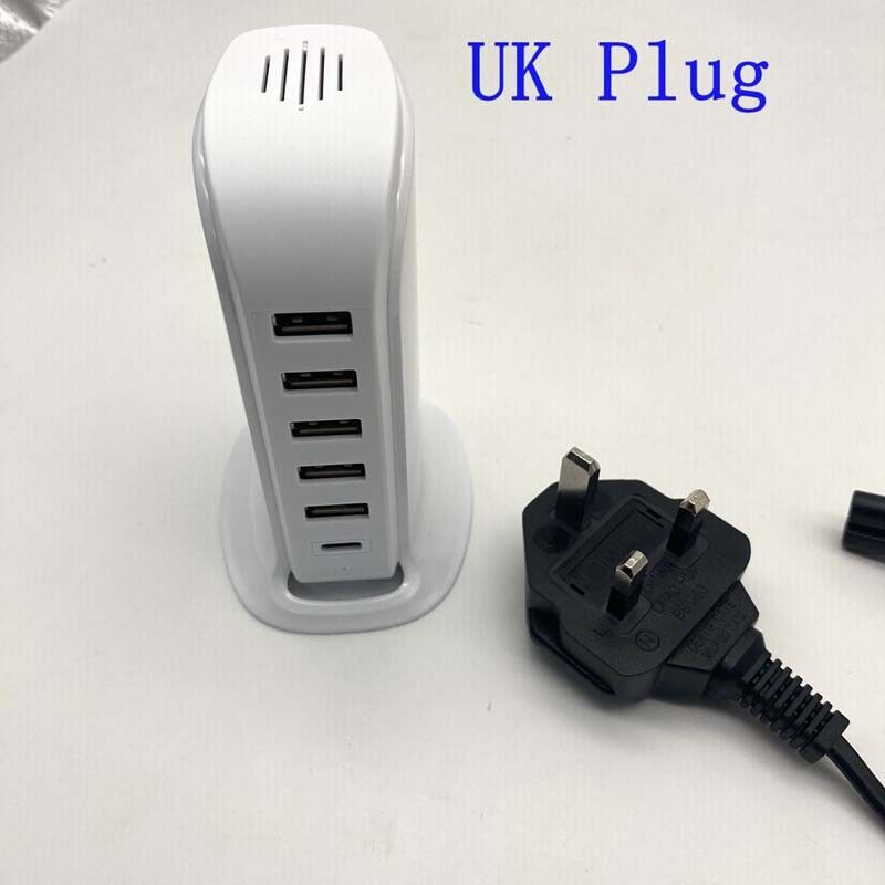 Multi 6 Port USB TYPE-C Ladegerät Turm Lade Adapter Wand Desktop Station Neue_voghion.com