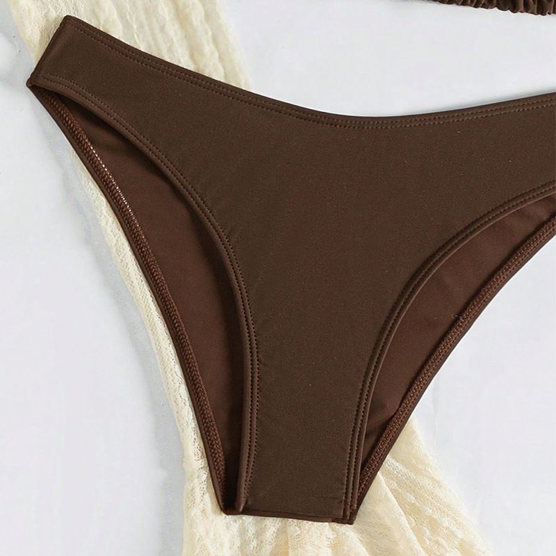 Swimsuit Four Piece Set New European And American Solid Color Mesh Long Sleeved Shirt Bikini European And American Swimsuit_voghion.com