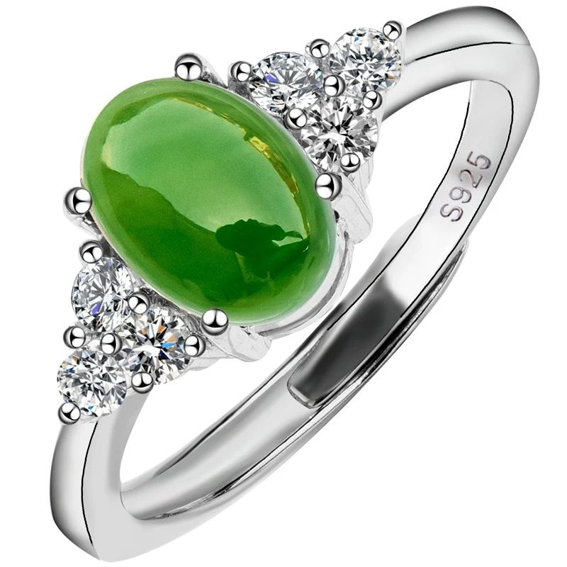 Glas Diamant Für Frauen Einfache Offene Grüne Jade Ring Exquisite Mode Romantische_voghion.com