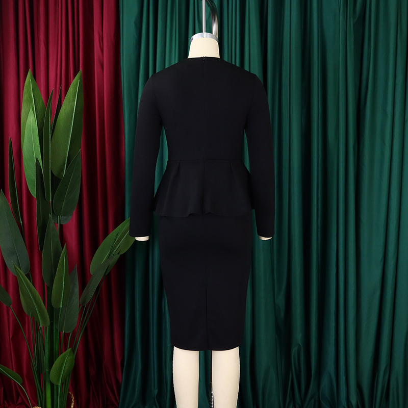 Women's Autumn And Winter New Long-sleeved OL Temperament Elegant Ruffled African Dress_voghion.com