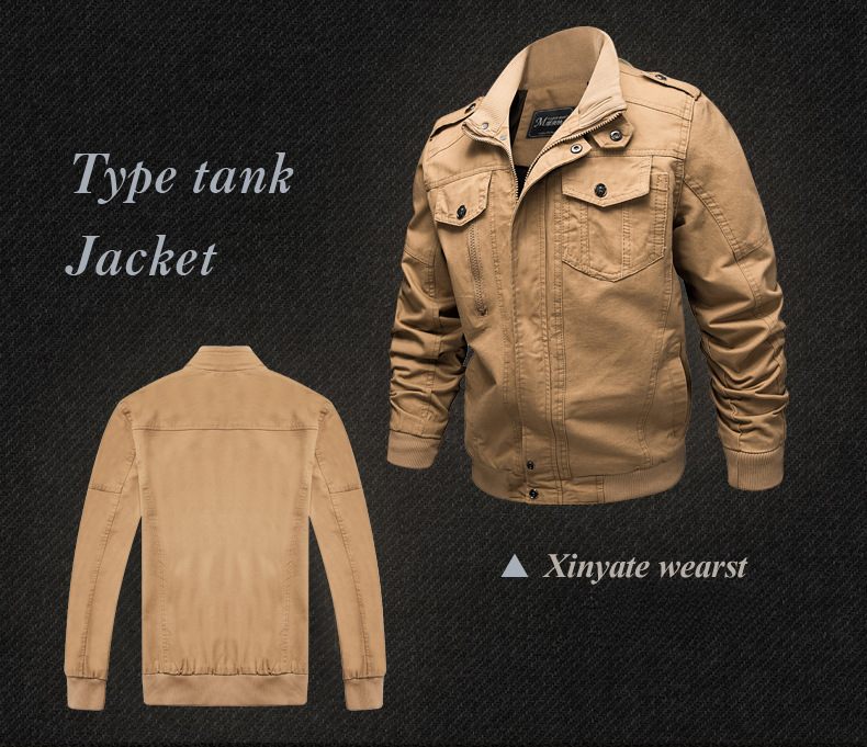 Veste pour hommes printemps et automne décontracté coton militaire vêtements de travail multi-poches manteau d'hiver en plein air bomber veste vêtements pour hommes_voghion.com
