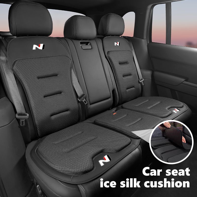 Autositzbezug aus Eisseide, Rückenlehnenkissen, Rücksitzschutzmatte für Hyundai Sonata I30 I20 Tucson Elantra Kona N Line_voghion.com