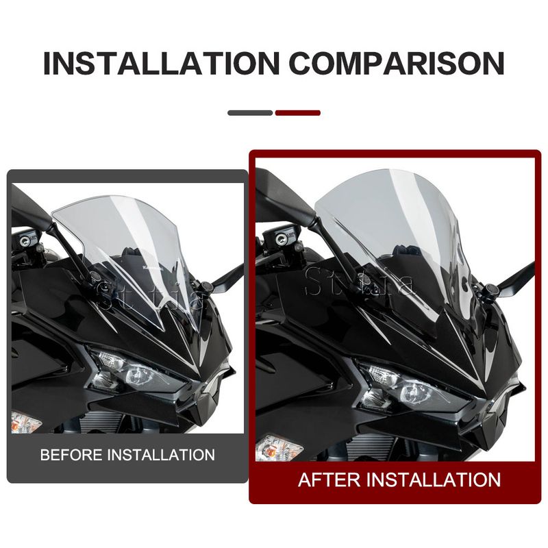 Kawasaki Ninja 500 SE 2024 2025 NINJA500 Motosiklet Ön Cam Rüzgar Deflektörleri Çift Kabarcıklı Ön Cam Siperi_voghion.com