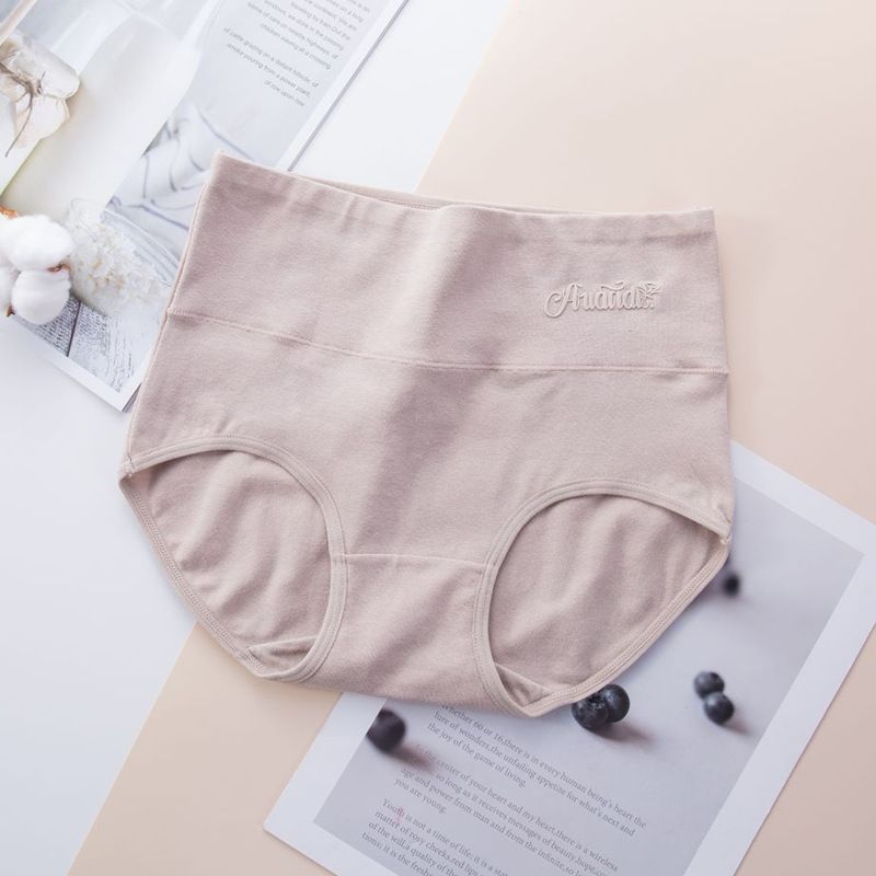 2025e Women's High Waist Plus Size Underwear Tummy Control Triangle Panties For Girls Fat MM Printed Cotton Crotch_voghion.com