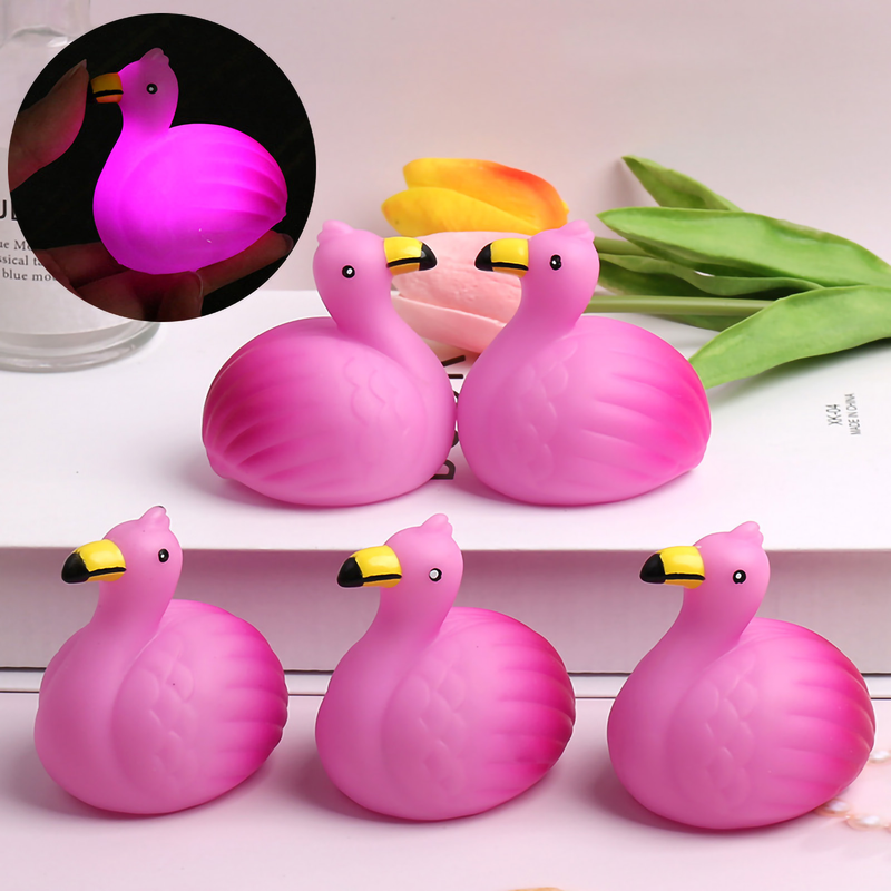 Jinleiou Baby Flamingo Bath Toy Colorful Lights LED Light Floating Safe Companion Waterproof Children Baby Pool Bath Toy Kids Gifts_voghion.com